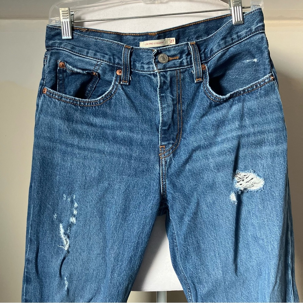 Levi’s Women’s Low Pro Straight Distressed Denim Jeans size 27 - Picture 7 of 10